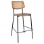 Andrea Rattan Back Black Frame Bar Stool 75cm
