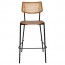 Andrea Rattan Back Black Frame Bar Stool 75cm