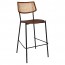Andrea Rattan Back Black Frame Bar Stool 75cm