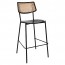Andrea Rattan Back Black Frame Bar Stool 75cm