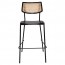 Andrea Rattan Back Black Frame Bar Stool 75cm