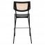 Andrea Rattan Back Black Frame Bar Stool 75cm