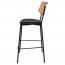 Andrea Rattan Back Black Frame Bar Stool with Padded Seat 77cm
