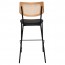 Andrea Rattan Back Black Frame Bar Stool with Padded Seat 77cm