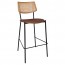 Andrea Rattan Back Black Frame Bar Stool with Padded Seat 77cm