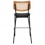 Andrea Rattan Back Black Frame Bar Stool with Padded Seat 77cm