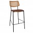 Andrea Rattan Back Black Frame Bar Stool with Padded Seat 77cm