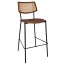 Andrea Rattan Back Black Frame Bar Stool with Padded Seat 77cm