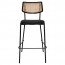 Andrea Rattan Back Black Frame Bar Stool with Padded Seat 77cm