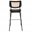 Andrea Rattan Back Black Frame Bar Stool with Padded Seat 77cm