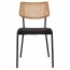 Andrea Rattan Back Black Frame Dining Chair with Padded Seat