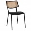 Andrea Rattan Back Black Frame Dining Chair with Padded Seat