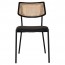 Andrea Rattan Back Black Frame Dining Chair with Padded Seat