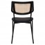 Andrea Rattan Back Black Frame Dining Chair with Padded Seat
