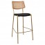 Andrea Rattan Back Brass Frame Bar Stool with Padded Seat 77cm