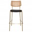 Andrea Rattan Back Brass Frame Bar Stool with Padded Seat 77cm