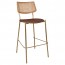 Andrea Rattan Back Brass Frame Bar Stool with Padded Seat 77cm