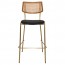 Andrea Rattan Back Brass Frame Bar Stool with Padded Seat 77cm