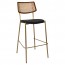 Andrea Rattan Back Brass Frame Bar Stool with Padded Seat 77cm