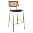 Andrea Rattan Back Brass Frame Bar Stool with Padded Seat 77cm