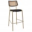 Andrea Rattan Back Brass Frame Bar Stool with Padded Seat 77cm