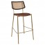 Andrea Rattan Back Brass Frame Bar Stool with Padded Seat 77cm