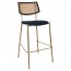 Andrea Rattan Back Brass Frame Bar Stool with Padded Seat 77cm
