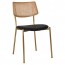 Andrea Rattan Back Brass Frame Dining Chair with Padded Seat