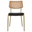 Andrea Rattan Back Brass Frame Dining Chair with Padded Seat