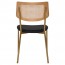 Andrea Rattan Back Brass Frame Dining Chair with Padded Seat