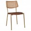 Andrea Rattan Back Brass Frame Dining Chair with Padded Seat