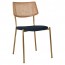 Andrea Rattan Back Brass Frame Dining Chair with Padded Seat