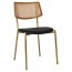Andrea Rattan Back Brass Frame Dining Chair with Padded Seat