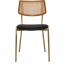 Andrea Rattan Back Brass Frame Dining Chair with Padded Seat