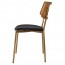 Andrea Rattan Back Brass Frame Dining Chair with Padded Seat