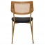 Andrea Rattan Back Brass Frame Dining Chair with Padded Seat