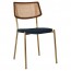 Andrea Rattan Back Brass Frame Dining Chair with Padded Seat