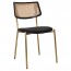 Andrea Rattan Back Brass Frame Dining Chair with Padded Seat
