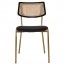 Andrea Rattan Back Brass Frame Dining Chair with Padded Seat