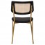 Andrea Rattan Back Brass Frame Dining Chair with Padded Seat