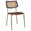 Andrea Rattan Back Brass Frame Dining Chair with Padded Seat