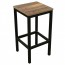 Avoca Beer Garden Outdoor Bar Stool Recycled Blonde Timber Top Black 75cm