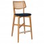 Nadia Rattan Back Light Oak Frame Bar Stool with Padded Seat 75cm