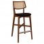 Nadia Rattan Back Light Walnut Frame Bar Stool with Padded Seat 75cm