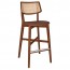 Nadia Rattan Back Light Walnut Frame Bar Stool with Padded Seat 75cm