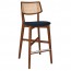 Nadia Rattan Back Light Walnut Frame Bar Stool with Padded Seat 75cm