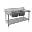 FED Double Centre Sink Bench with Pot Undershelf DSB6-1500C/A-2