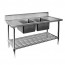 FED Double Centre Sink Bench with Pot Undershelf DSB7-1500C/A-2