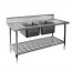 FED Double Centre Sink Bench with Pot Undershelf DSB7-2400C/A-2