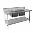 FED Double Centre Sink Bench with Pot Undershelf DSB6-1800C/A-2